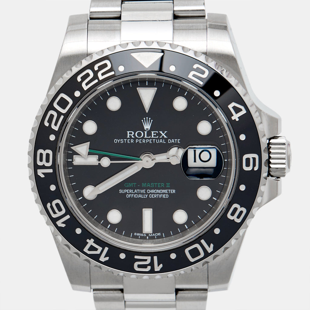 ROLEX Black Cerachrom Oystersteel GMT-Master II 116710LN Men's Wristwatch 40 mm