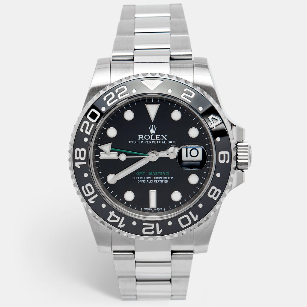 ROLEX Black Cerachrom Oystersteel GMT-Master II 116710LN Men's Wristwatch 40 mm