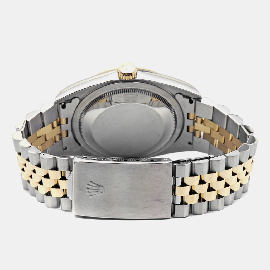 ROLEX Champagne 18k Yellow Gold Stainless Steel Datejust 16233 Men's Wristwatch 36 mm