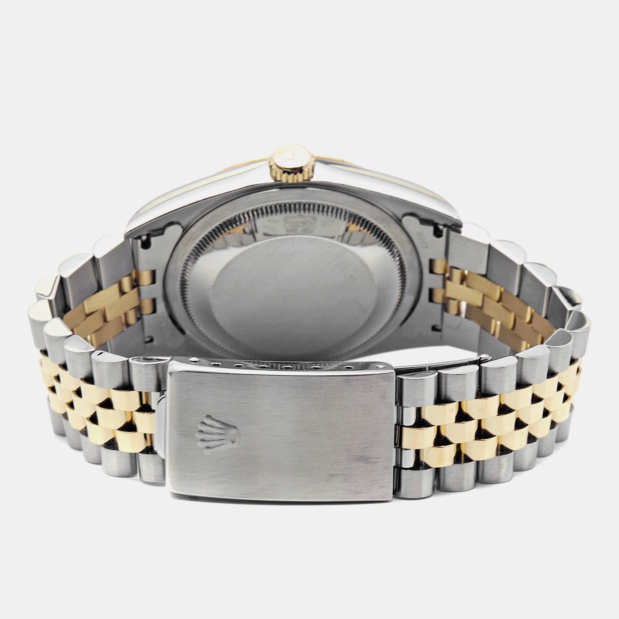 ROLEX Champagne 18k Yellow Gold Stainless Steel Datejust 16233 Men's Wristwatch 36 mm