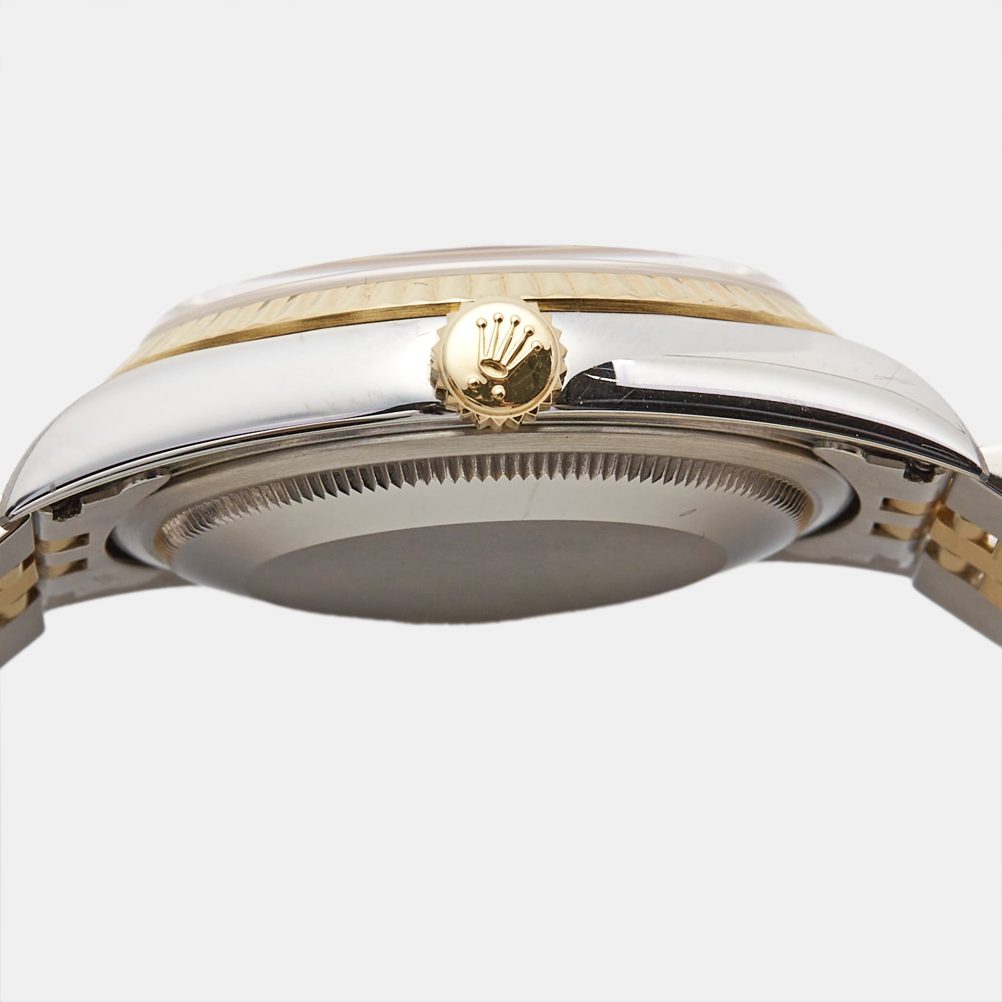 ROLEX Champagne 18k Yellow Gold Stainless Steel Datejust 16233 Men's Wristwatch 36 mm