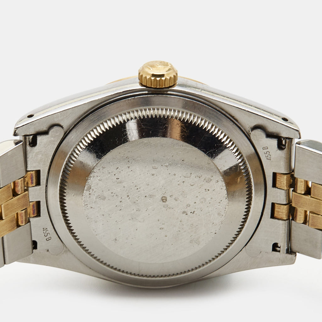 ROLEX Champagne 18k Yellow Gold Stainless Steel Datejust 16233 Men's Wristwatch 36 mm