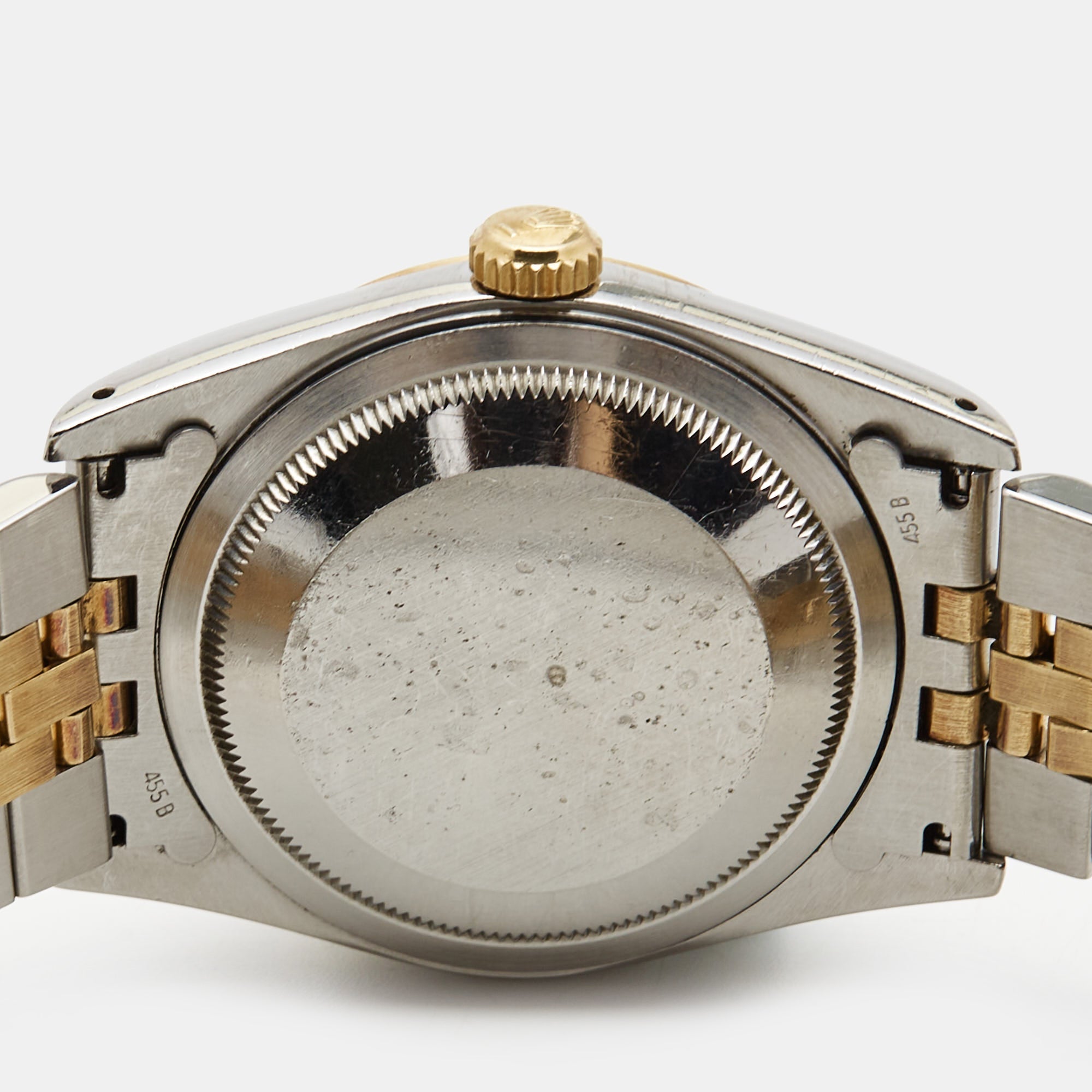 ROLEX Champagne 18k Yellow Gold Stainless Steel Datejust 16233 Men's Wristwatch 36 mm