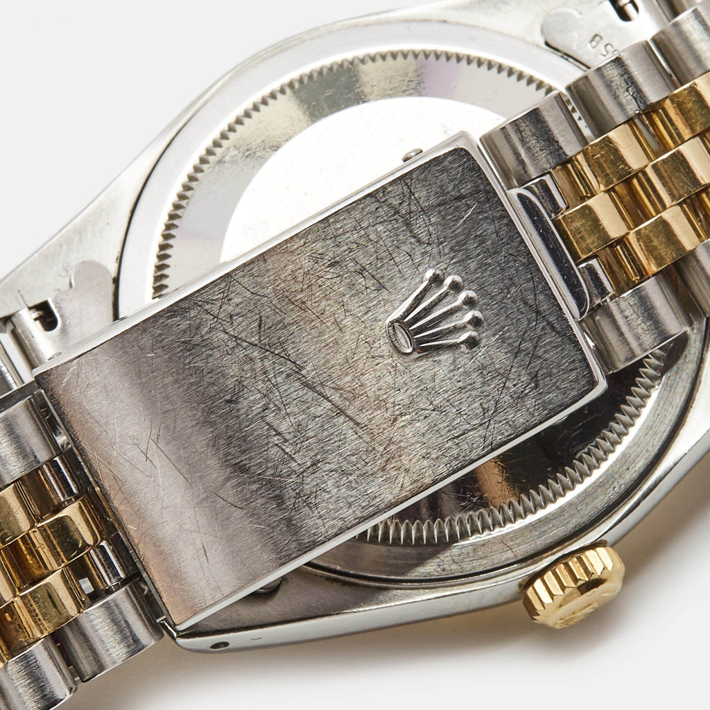 ROLEX Champagne 18k Yellow Gold Stainless Steel Datejust 16233 Men's Wristwatch 36 mm