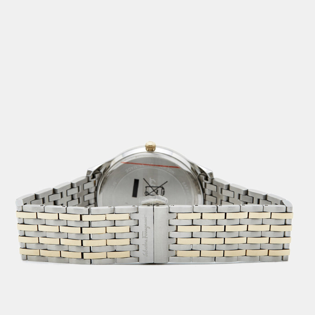 SALVATORE FERRAGAMO Silver Two-Tone Stainless Steel Slim SFDE00418 Men's Wristwatch 40 mm