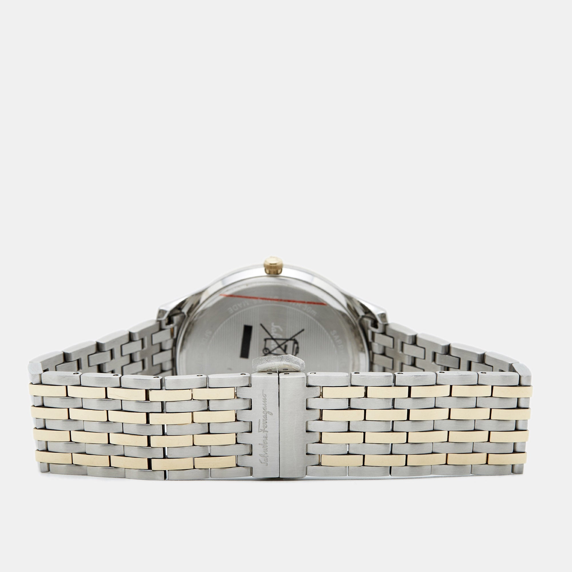 SALVATORE FERRAGAMO Silver Two-Tone Stainless Steel Slim SFDE00418 Men's Wristwatch 40 mm