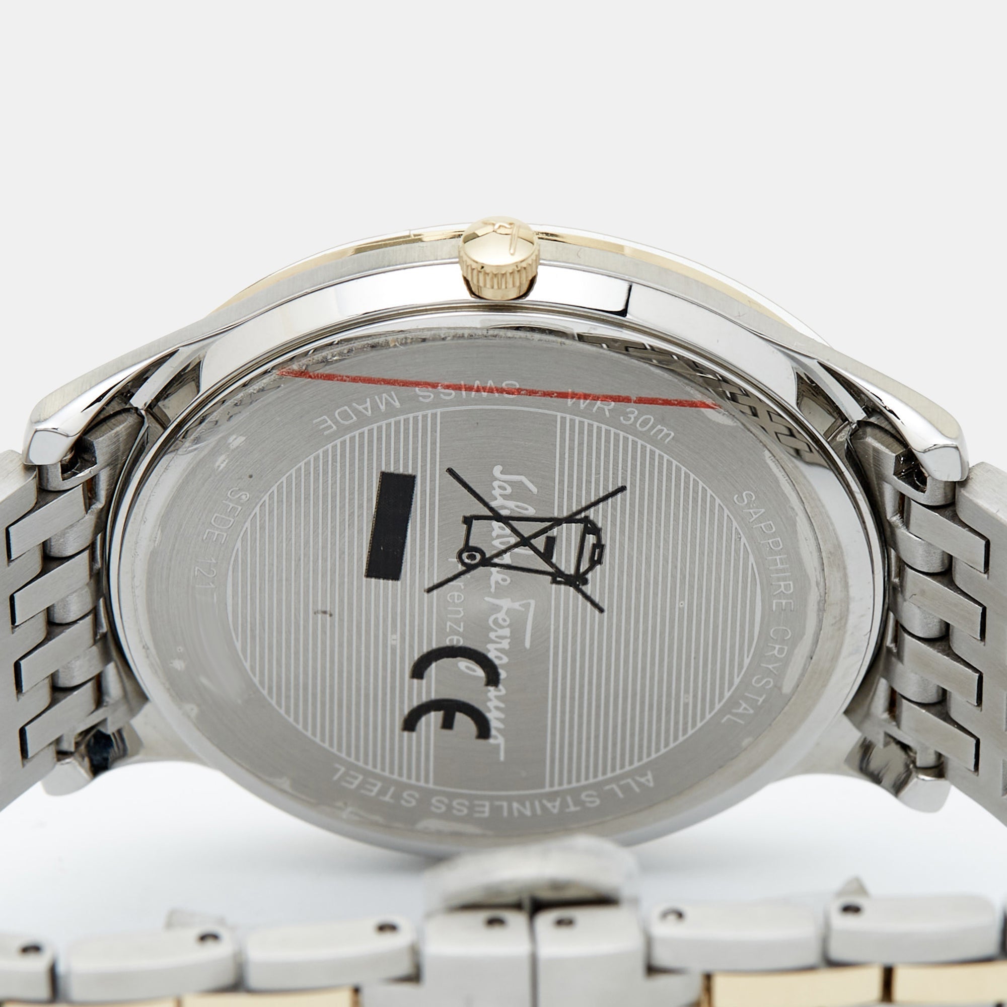 SALVATORE FERRAGAMO Silver Two-Tone Stainless Steel Slim SFDE00418 Men's Wristwatch 40 mm