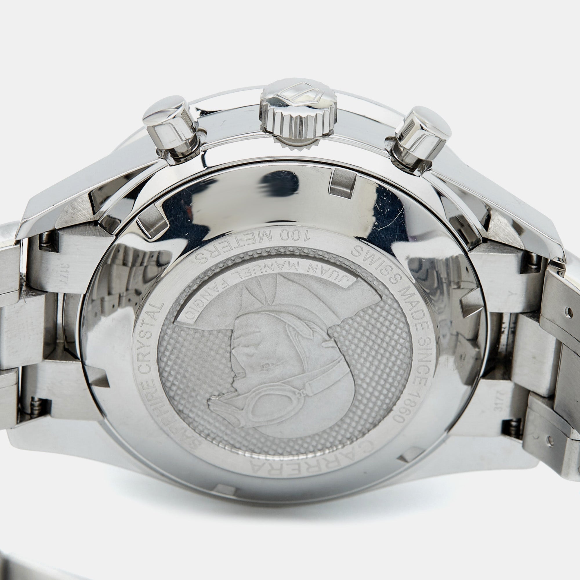 TAG HEUER Black Stainless Steel Juan Manual Fangio Edition Carrera CV201AG.BA0725 Men's Wristwatch 41 mm