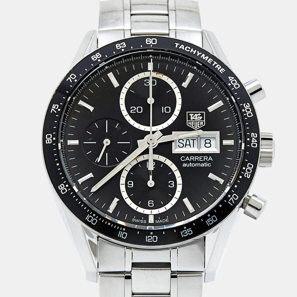 TAG HEUER Black Stainless Steel Juan Manual Fangio Edition Carrera CV201AG.BA0725 Men's Wristwatch 41 mm