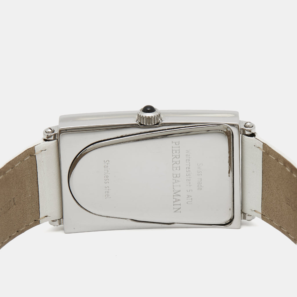 Balmain Silver Stainless Steel Leather Amphora 3401 Women's Wristwatch 25 mm