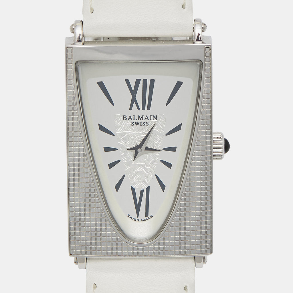 Balmain Silver Stainless Steel Leather Amphora 3401 Women's Wristwatch 25 mm
