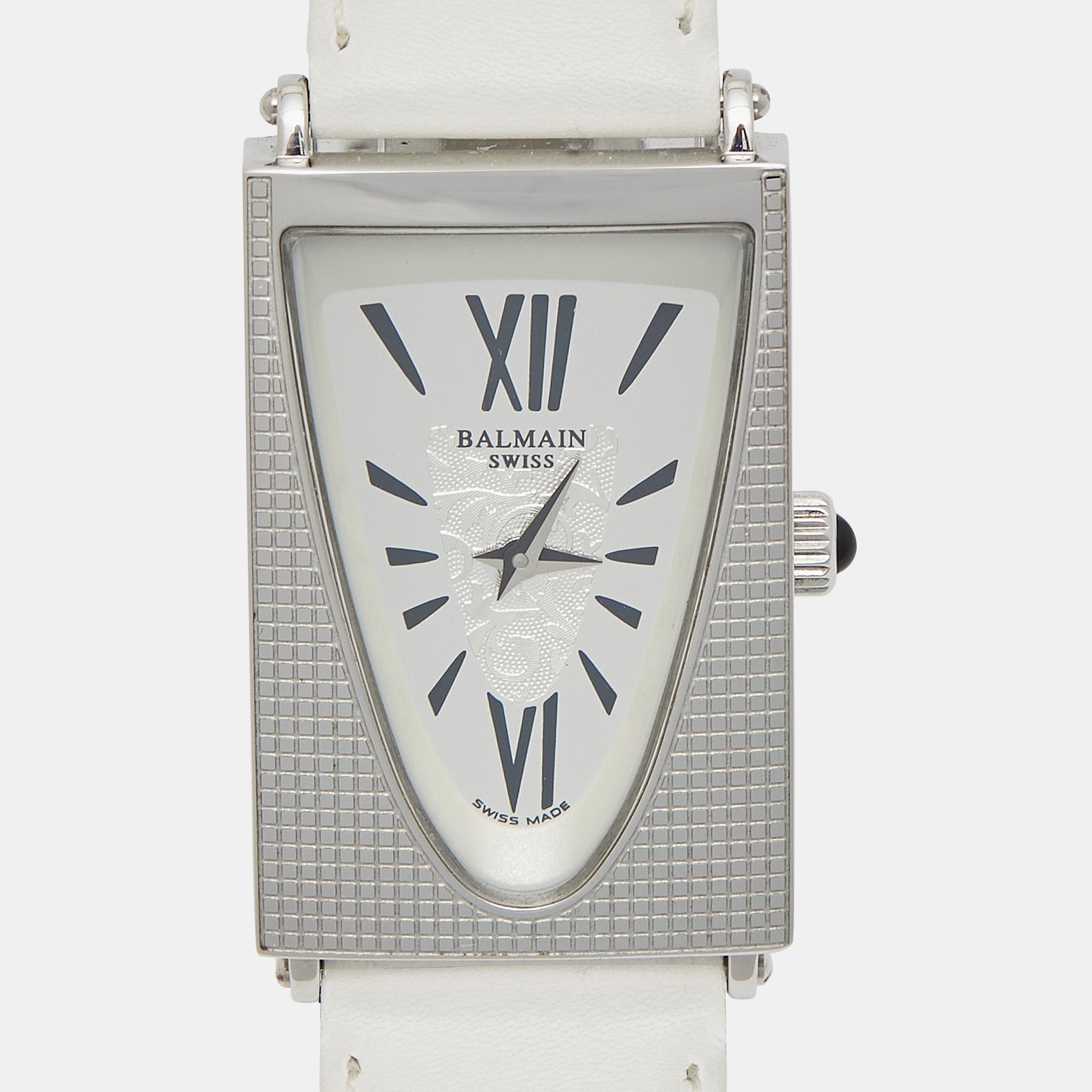 Balmain Silver Stainless Steel Leather Amphora 3401 Women's Wristwatch 25 mm