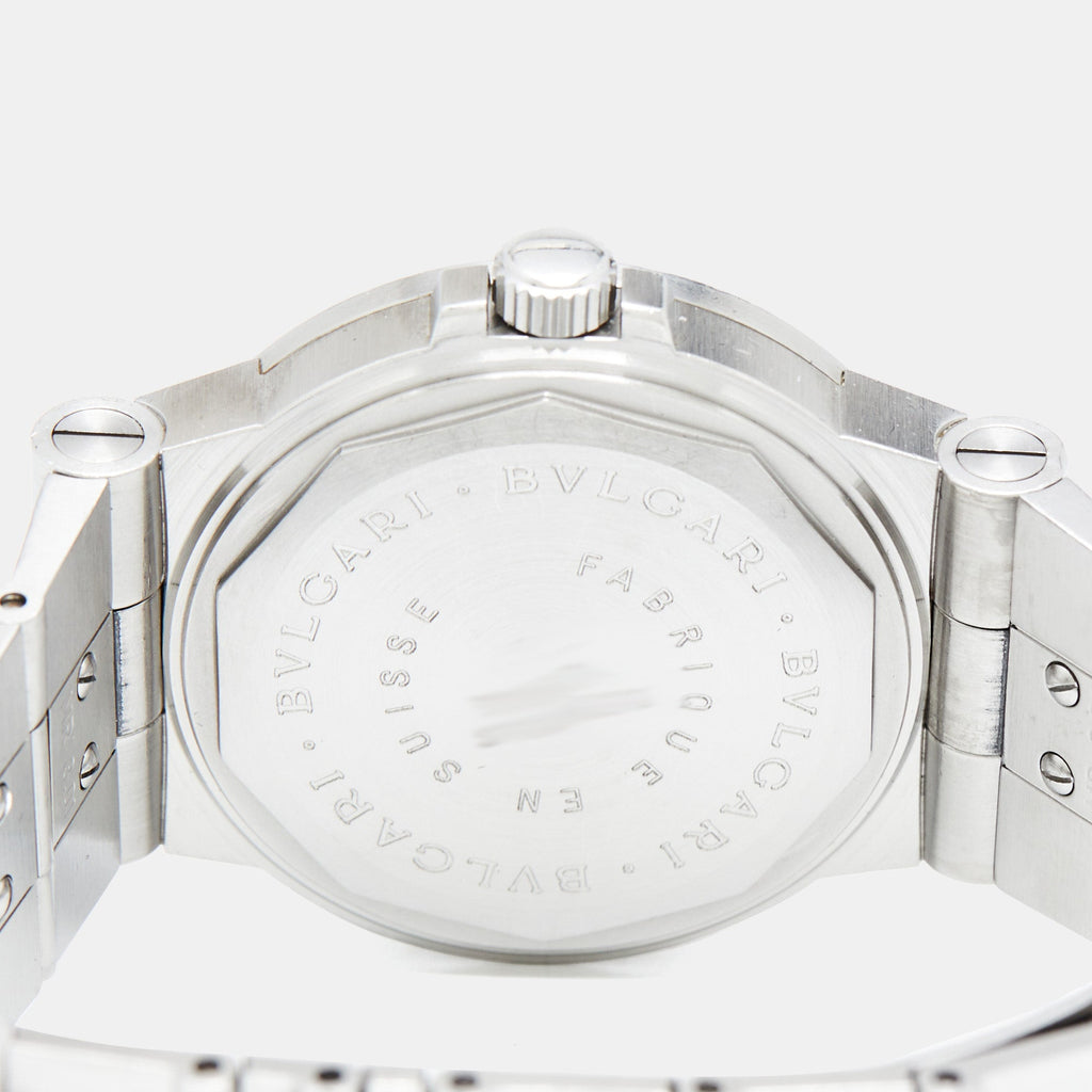 BVLGARI White Stainless Steel Diagono LCV35S Men's Wristwatch 35 mm