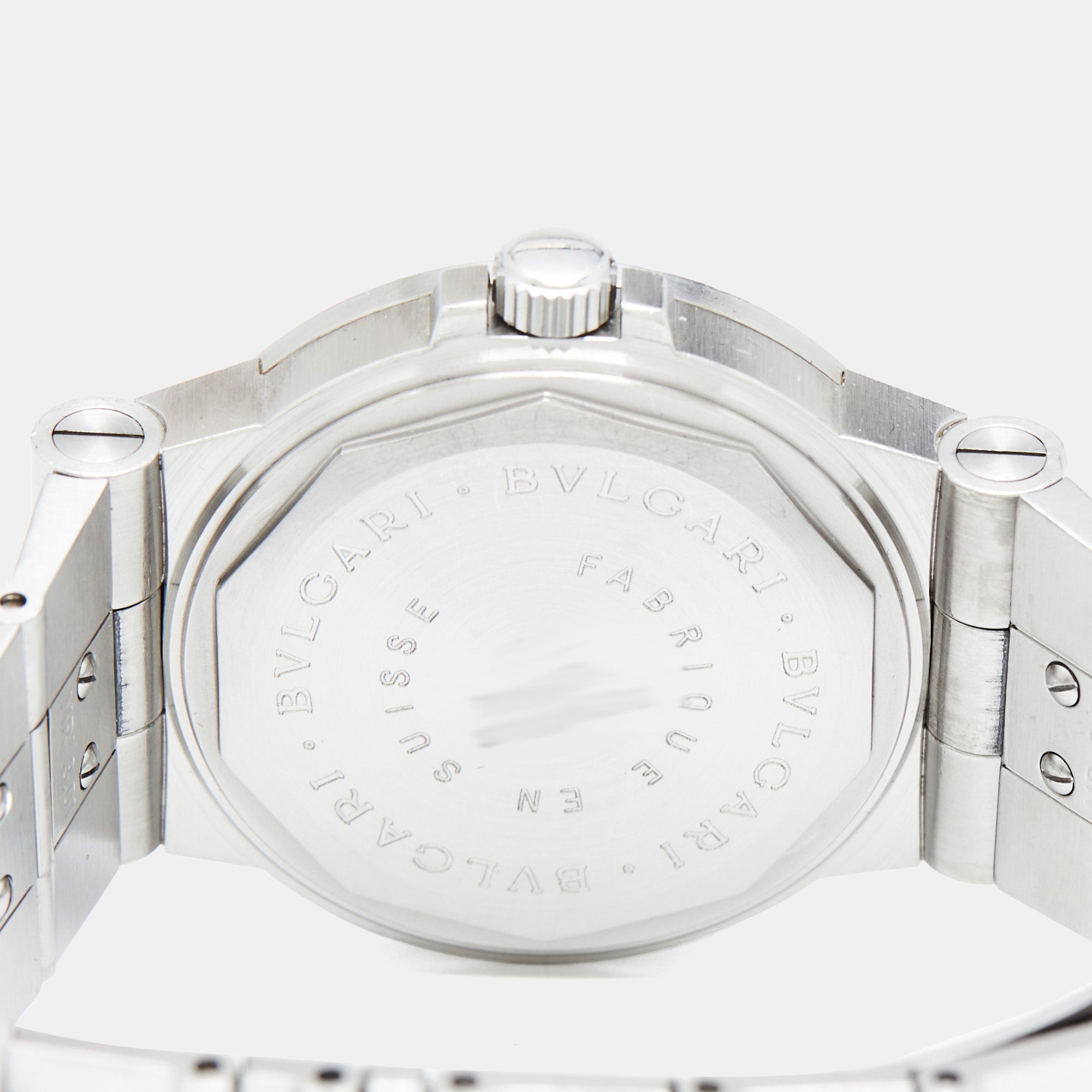 BVLGARI White Stainless Steel Diagono LCV35S Men's Wristwatch 35 mm