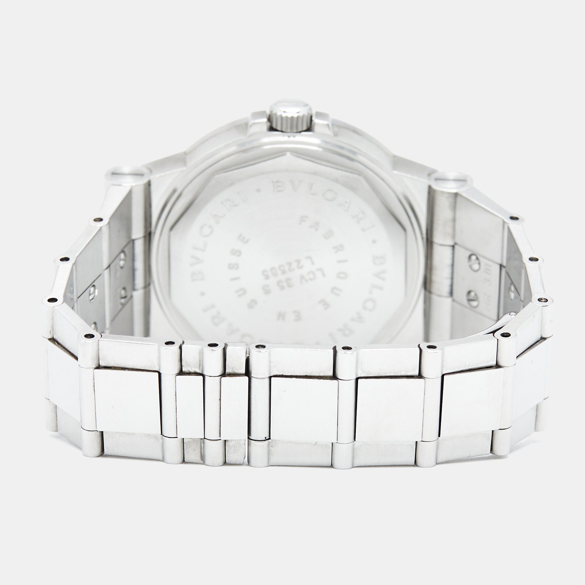 BVLGARI White Stainless Steel Diagono LCV35S Men's Wristwatch 35 mm