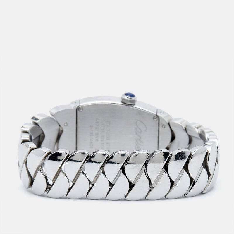 CARTIER Silver Stainless Steel Diamond La Dona W660022I Women's Wristwatch 28 mm