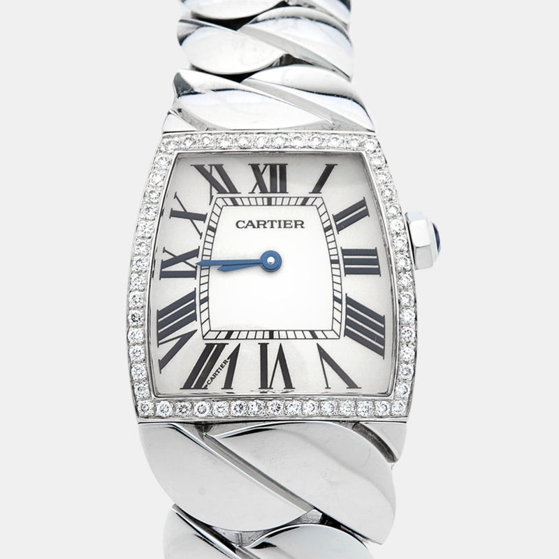 CARTIER Silver Stainless Steel Diamond La Dona W660022I Women's Wristwatch 28 mm