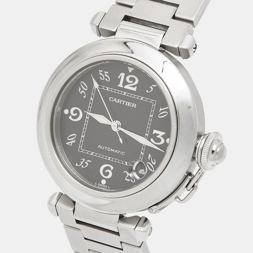 CARTIER Black Stainless Steel Pasha C de  W31043M7 Women's Wristwatch 35 mm