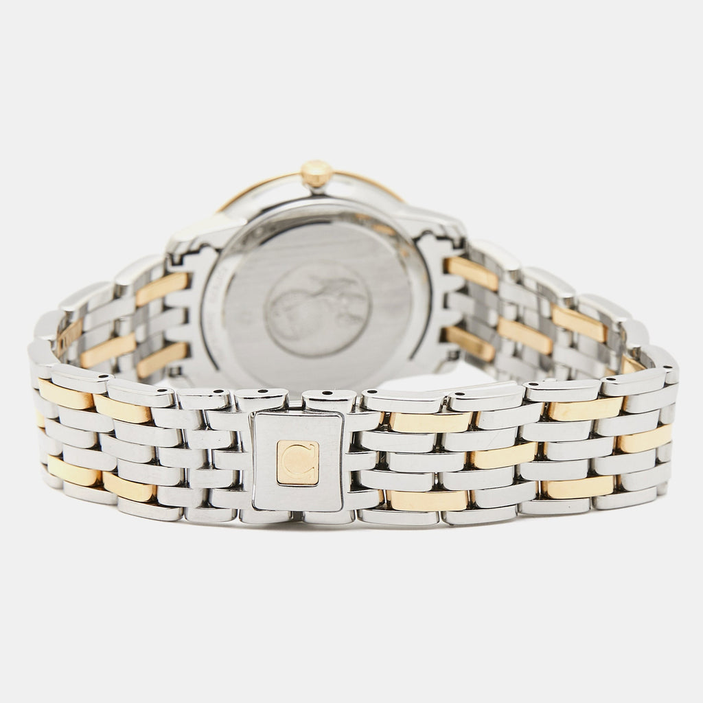 OMEGA Champagne Diamond 18K Yellow Gold Stainless Steel De Ville Prestige 424.20.27.60.58.002 Women's Wristwatch 27.40 mm