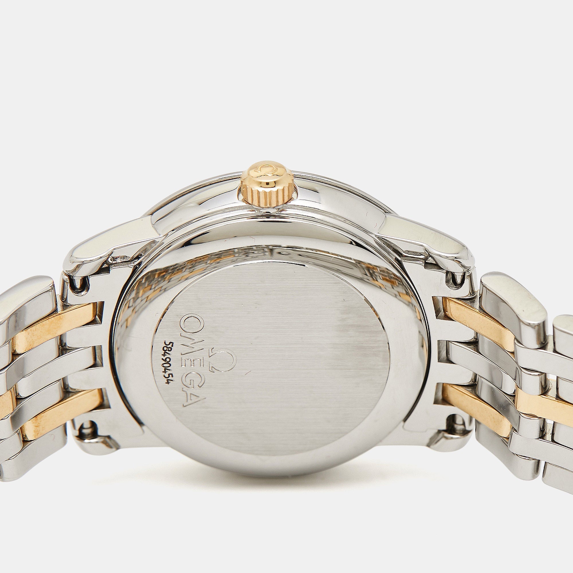 OMEGA Silver 18K Yellow Gold Stainless Steel De Ville 4390.31.00 Women's Wristwatch 27 mm