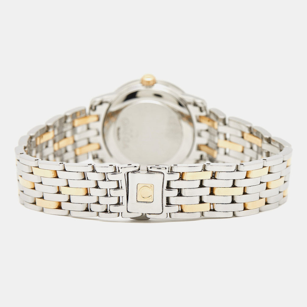 OMEGA Silver 18K Yellow Gold Stainless Steel De Ville 4390.31.00 Women's Wristwatch 27 mm