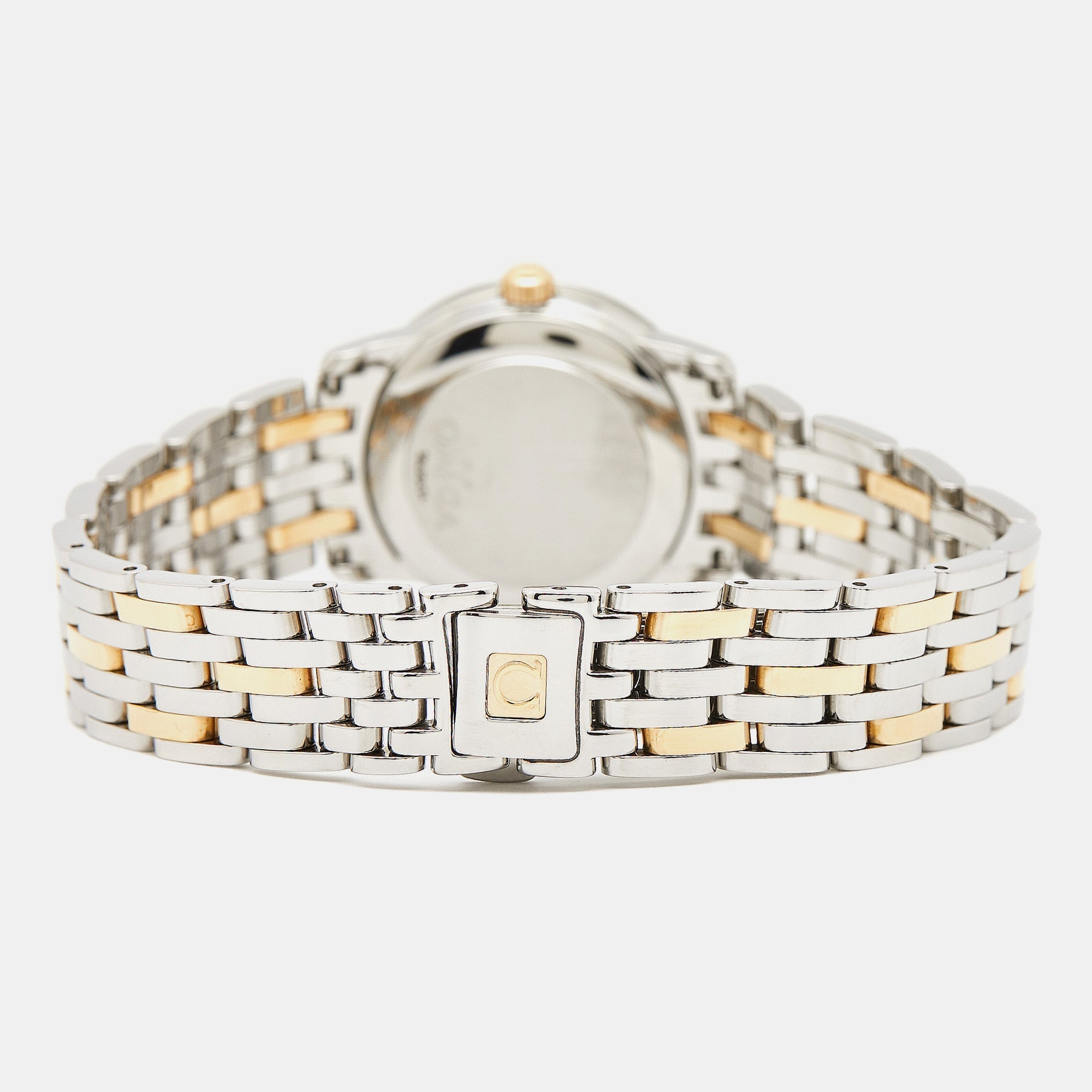 OMEGA Silver 18K Yellow Gold Stainless Steel De Ville 4390.31.00 Women's Wristwatch 27 mm
