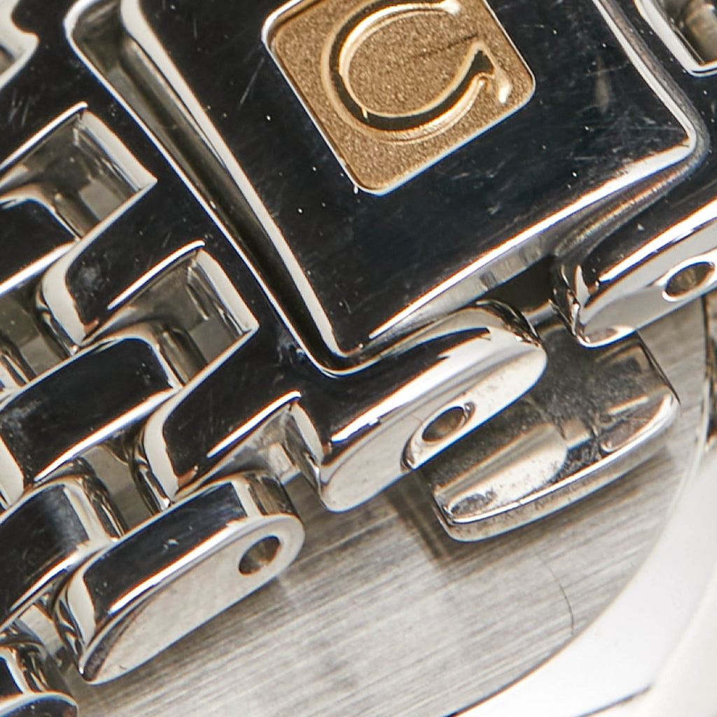 OMEGA Silver 18K Yellow Gold Stainless Steel De Ville 4390.31.00 Women's Wristwatch 27 mm