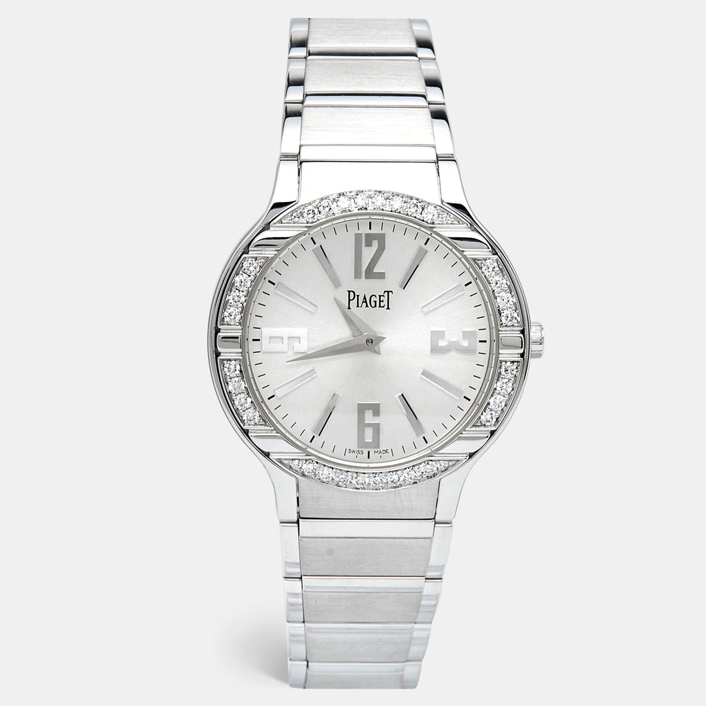 PIAGET 18K 18K White Gold Diamond Polo G0A36231 Women's Wristwatch 32 mm