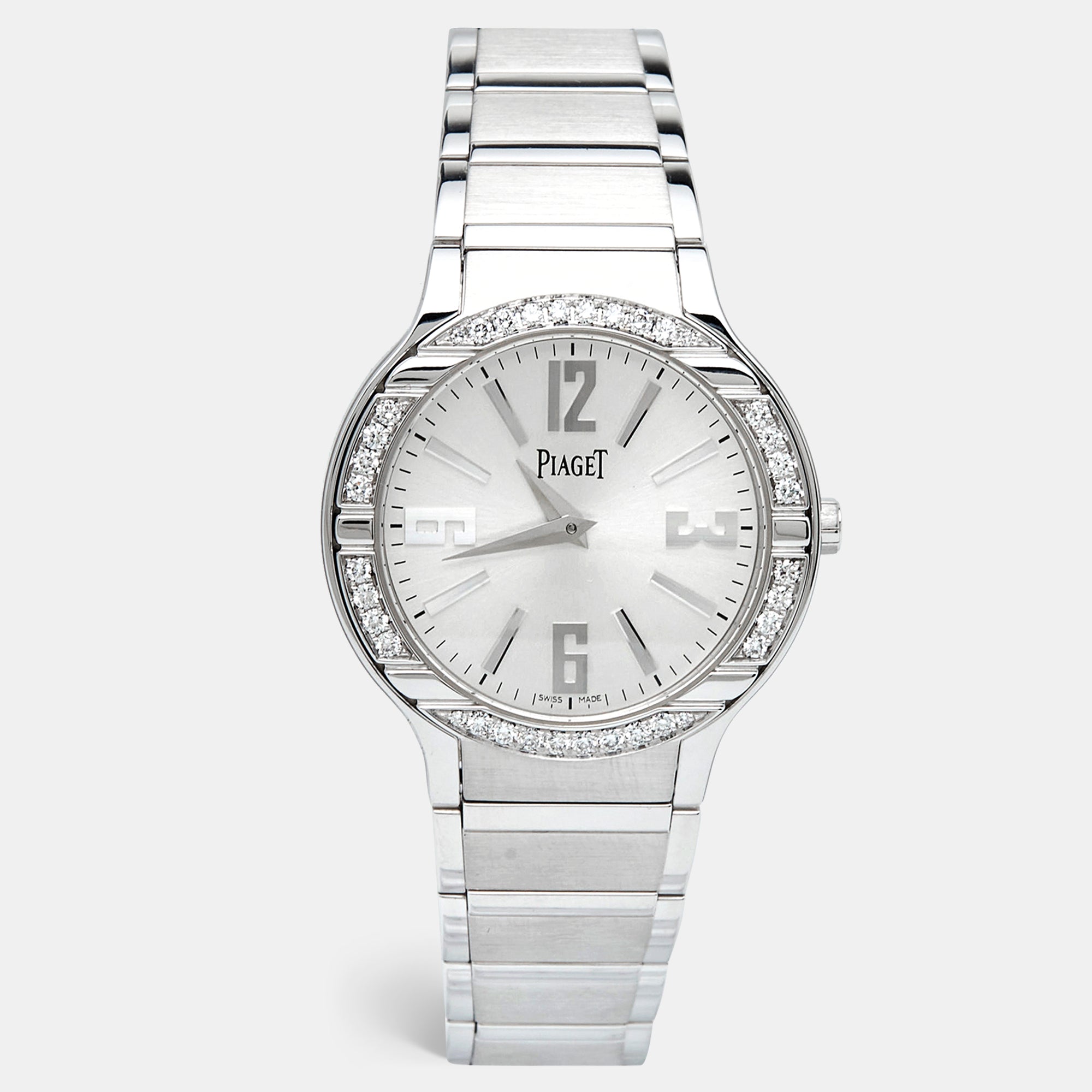 PIAGET 18K 18K White Gold Diamond Polo G0A36231 Women's Wristwatch 32 mm