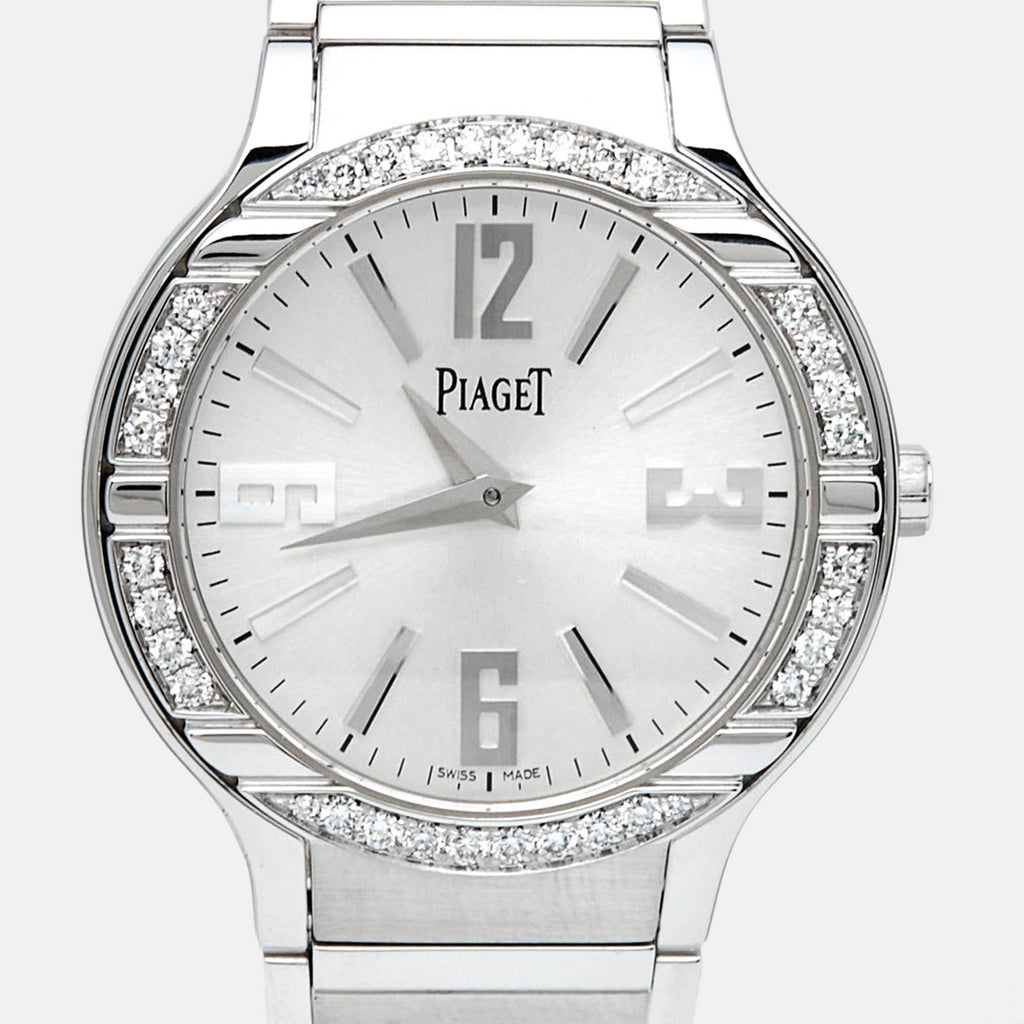 PIAGET 18K 18K White Gold Diamond Polo G0A36231 Women's Wristwatch 32 mm
