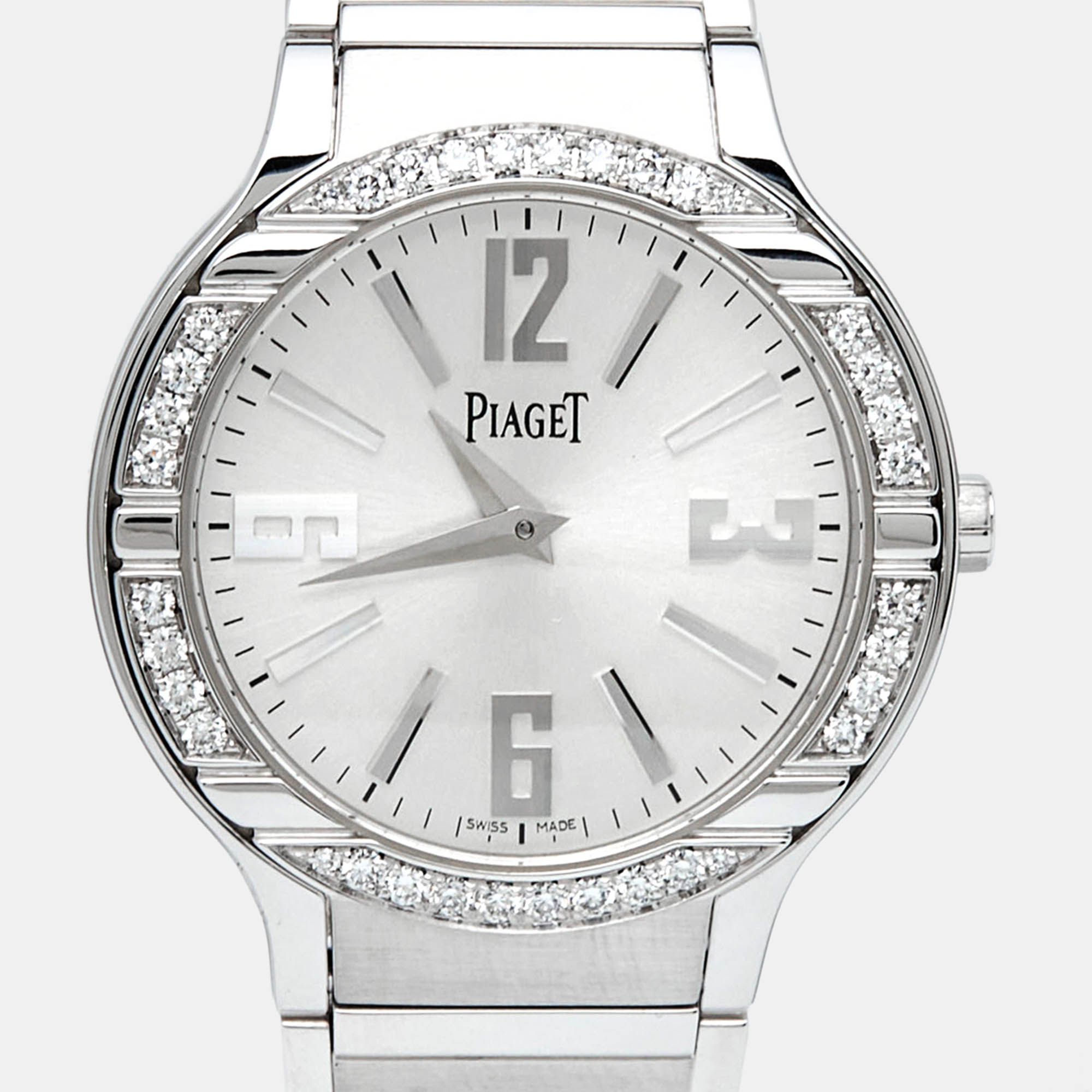 PIAGET 18K 18K White Gold Diamond Polo G0A36231 Women's Wristwatch 32 mm