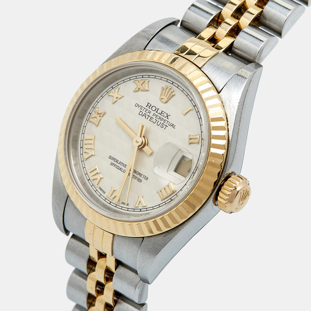 ROLEX Ivory 18k Gold Stainless Steel 79173 Women's Wristwatch 26 mm