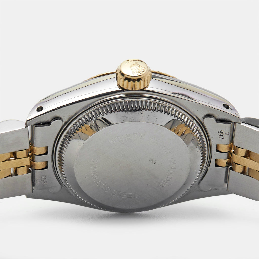 ROLEX Champagne 18k Yellow Gold Stainless Steel Datejust 69173 Women's Wristwatch 26 mm