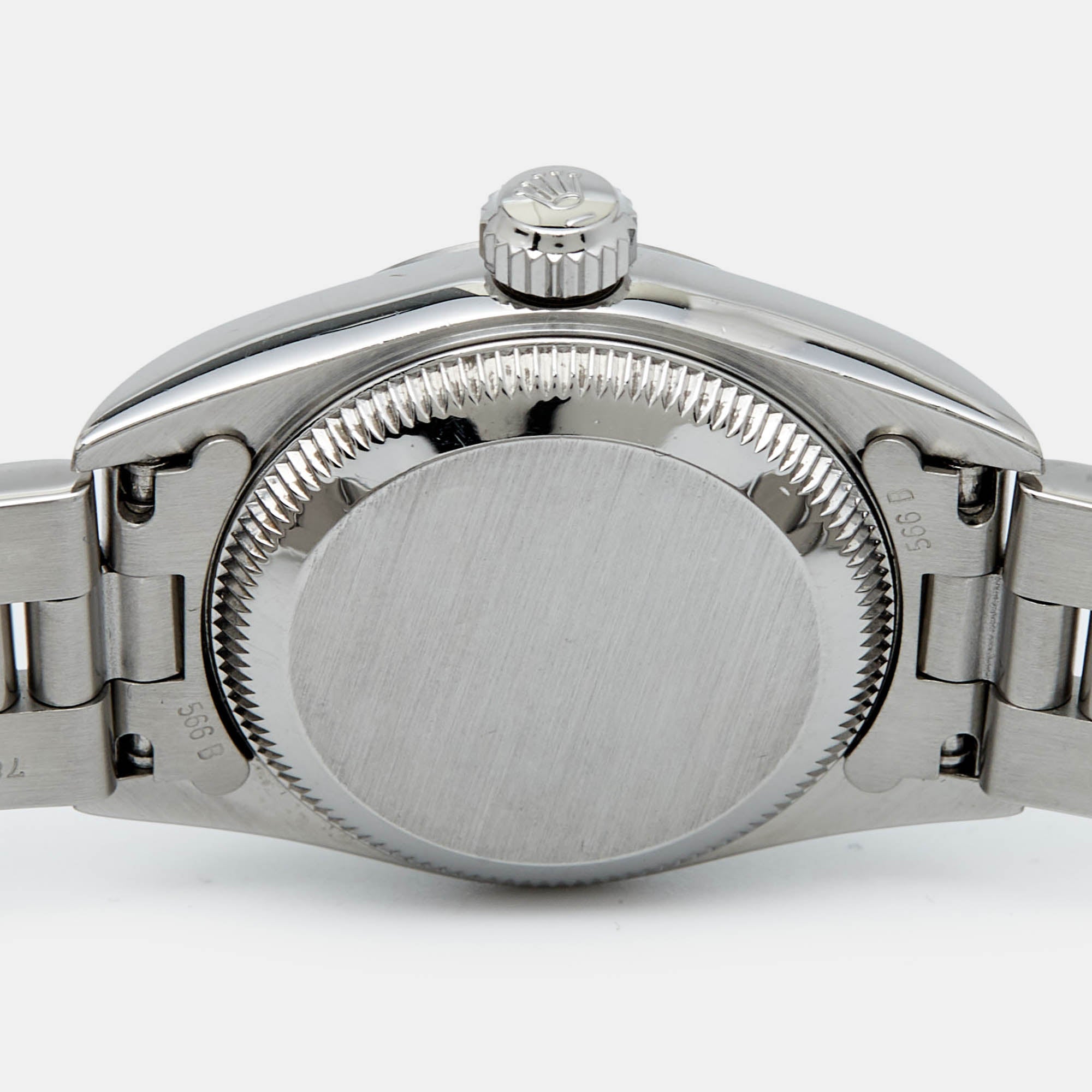ROLEX Salmon Stainless Steel Oyster Perpetual 67180 Automatic Women's Wristwatch 25 mm