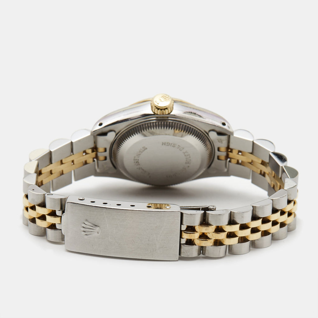 ROLEX Champagne 18k Yellow Gold Stainless Steel Datejust 69173 Women's Wristwatch 26 mm