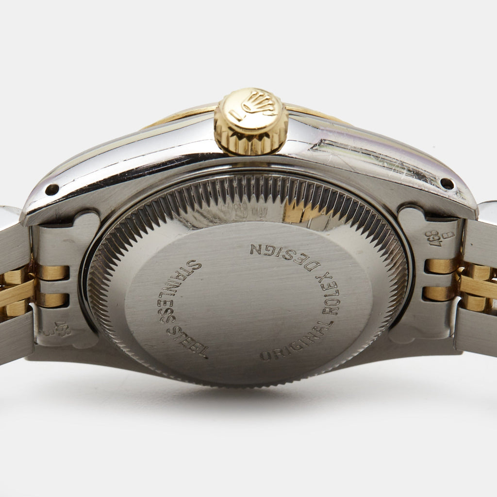 ROLEX Champagne 18k Yellow Gold Stainless Steel Datejust 69173 Women's Wristwatch 26 mm