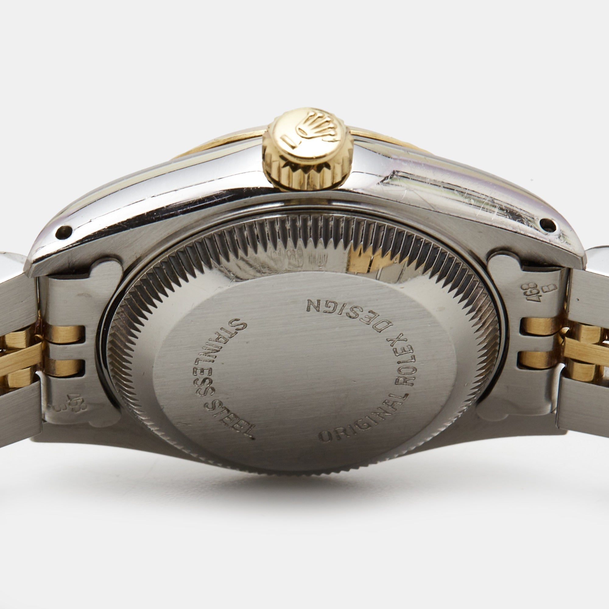 ROLEX Champagne 18k Yellow Gold Stainless Steel Datejust 69173 Women's Wristwatch 26 mm