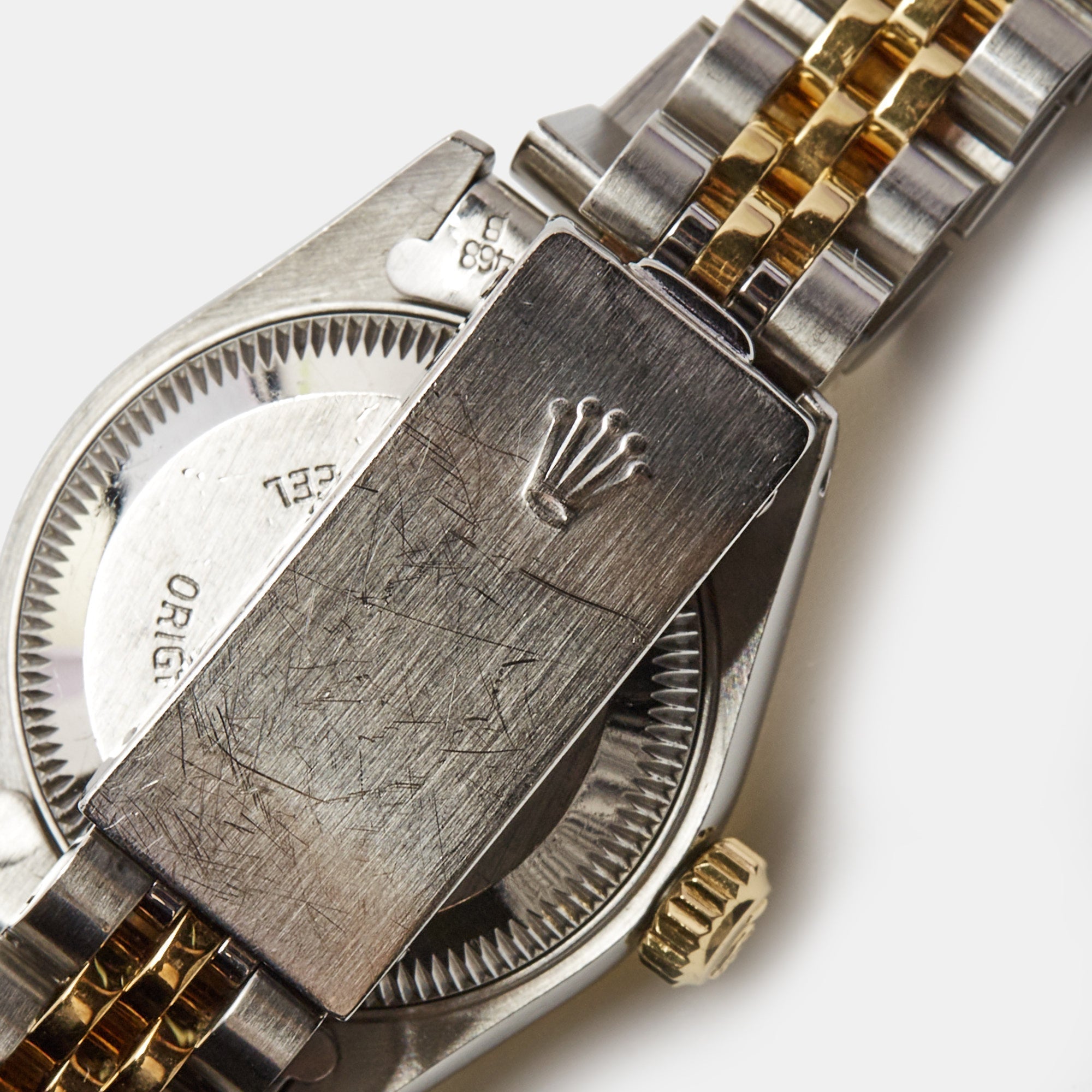 ROLEX Champagne 18k Yellow Gold Stainless Steel Datejust 69173 Women's Wristwatch 26 mm