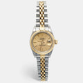 ROLEX Champagne 18k Yellow Gold Stainless Steel Datejust 69173 Women's Wristwatch 26 mm