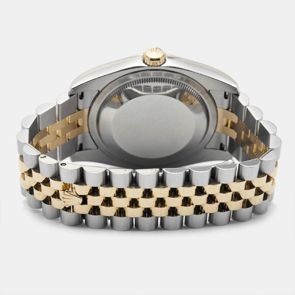 ROLEX Black Jubilee 18K Yellow Gold Stainless Steel Datejust 116233 Unisex Wristwatch 36 mm