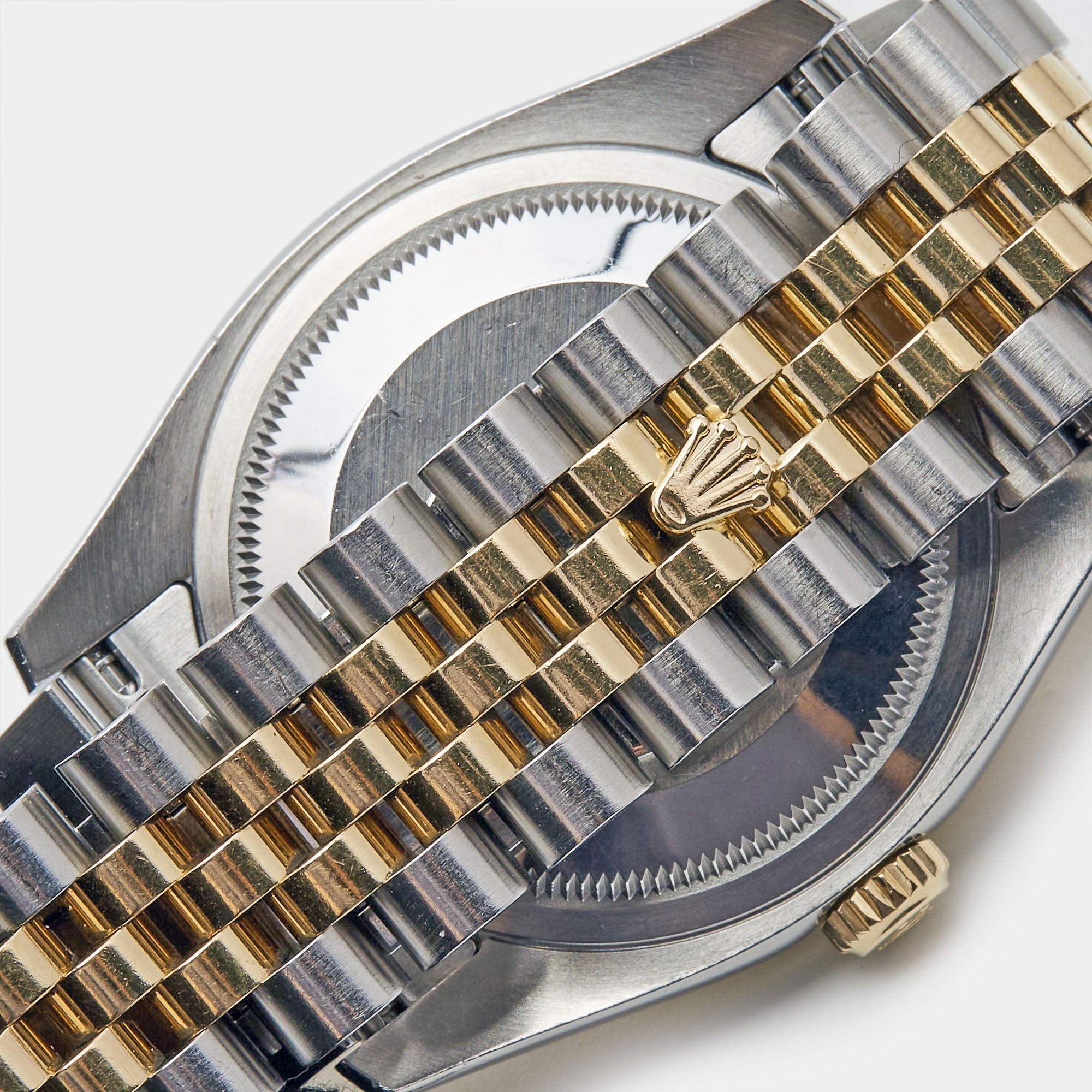 ROLEX Black Jubilee 18K Yellow Gold Stainless Steel Datejust 116233 Unisex Wristwatch 36 mm