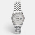 ROLEX Silver Diamond 18K White Gold Stainless Steel Datejust 16234 Unisex Wristwatch 36 mm