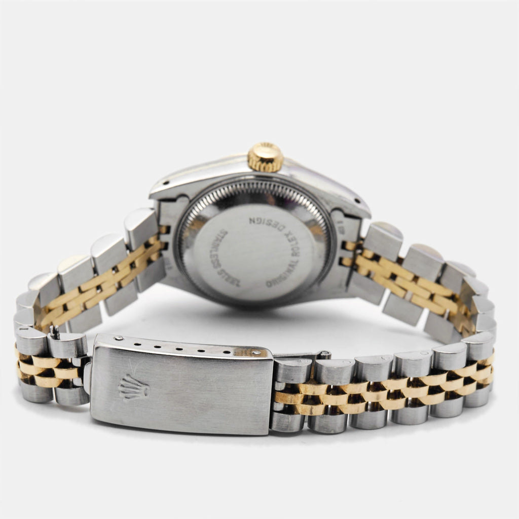 ROLEX Champagne 18k Yellow Gold Stainless Steel Datejust 69173 Women's Wristwatch 26 mm