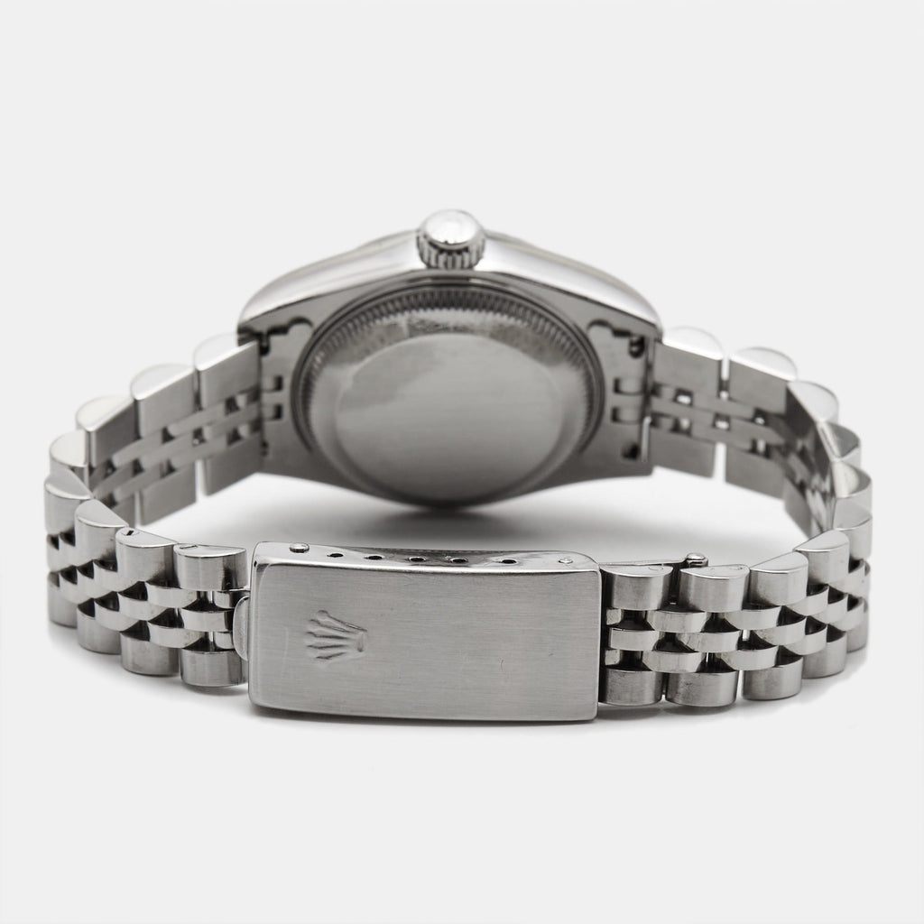 ROLEX Silver Diamond 18k White Gold Stainless Steel Datejust 69174 Women's Wristwatch 26 mm