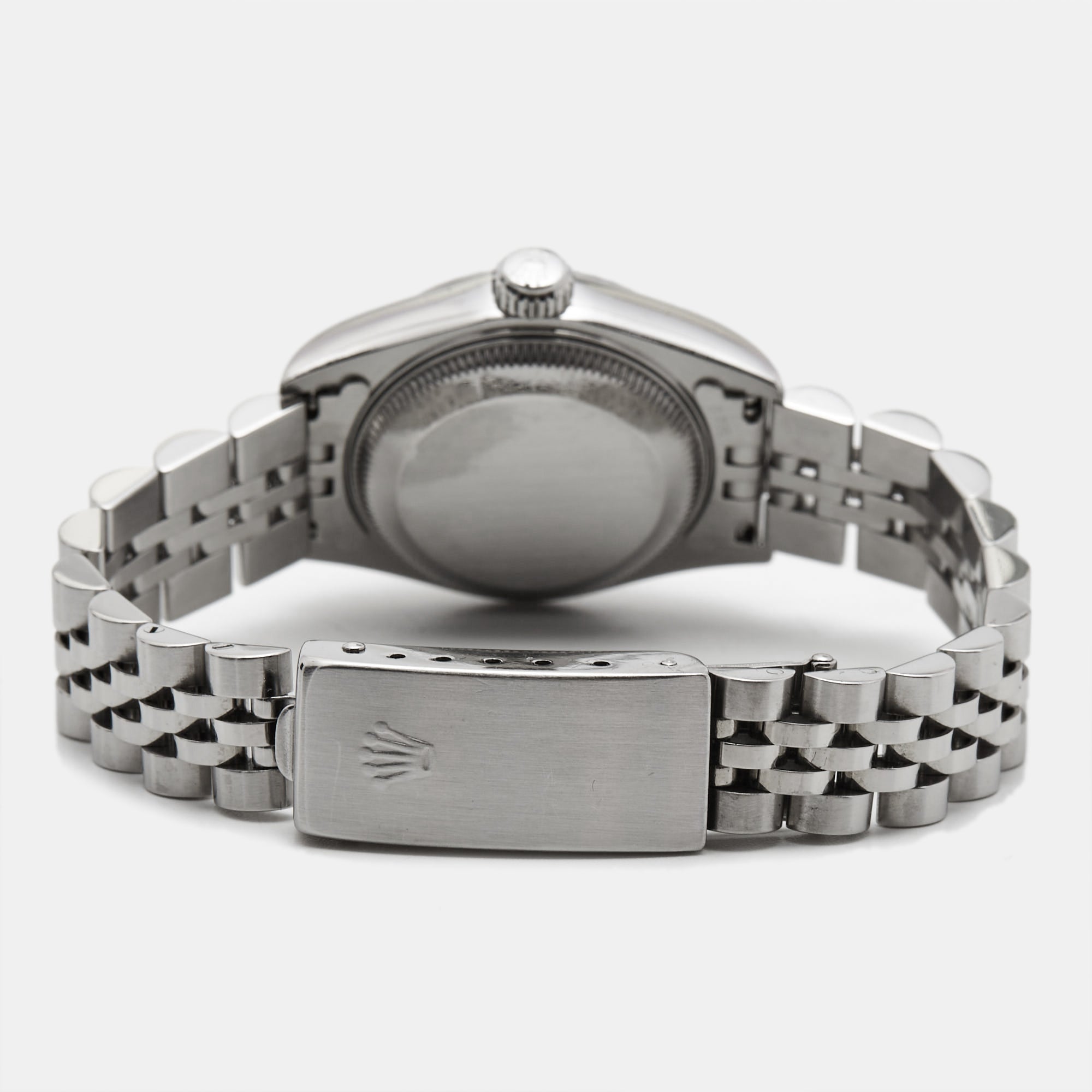 ROLEX Silver Diamond 18k White Gold Stainless Steel Datejust 69174 Women's Wristwatch 26 mm