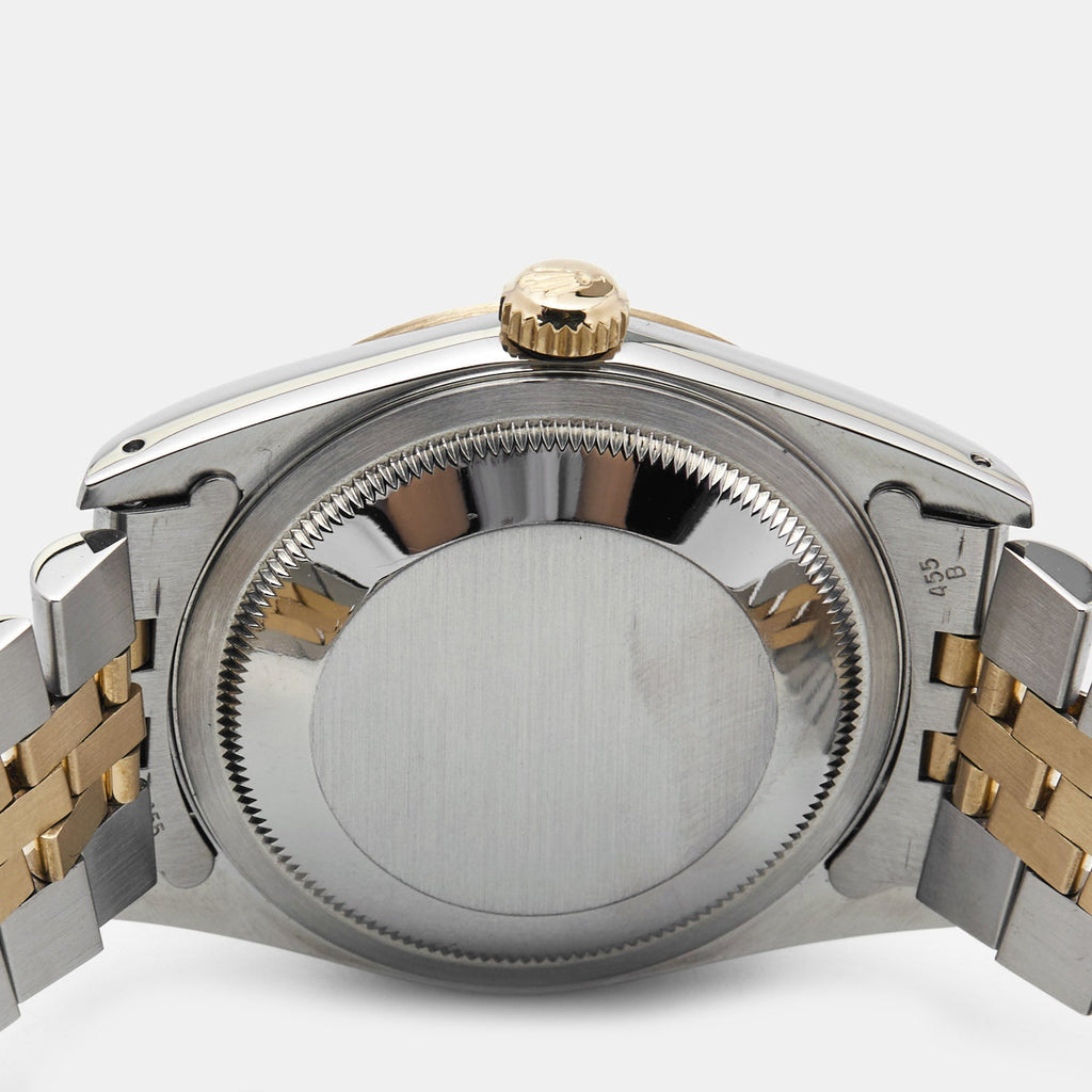 ROLEX Champagne 18k Yellow Gold And Stainless Steel Datejust 16233 Men's Wristwatch 36 mm