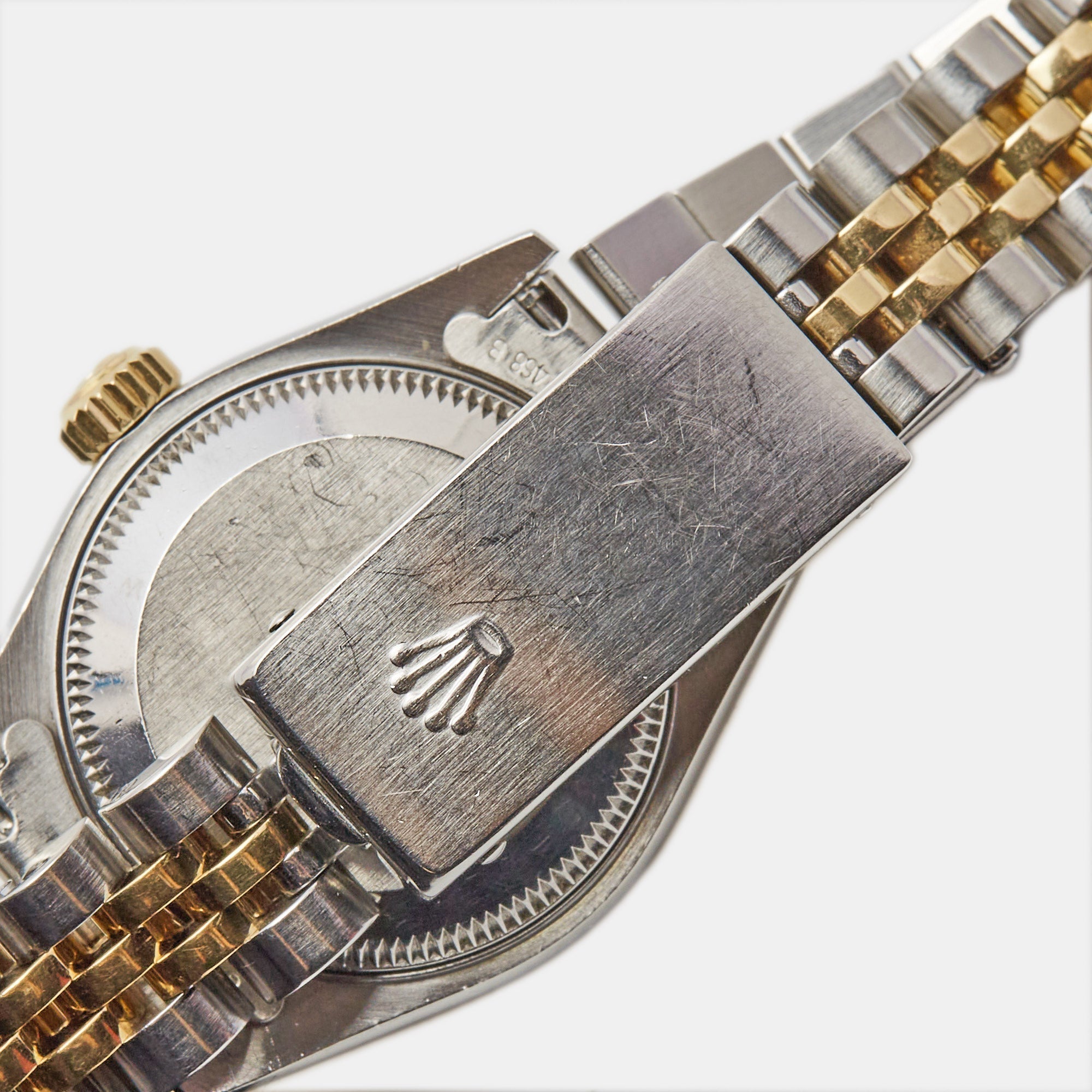 ROLEX Champagne 18k Yellow Gold Stainless Steel Datejust 69173 Women's Wristwatch 26 mm