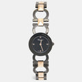 SALVATORE FERRAGAMO Black Two-Tone Stainless Steel Double Gancini SFMI00422 Women's Wristwatch 25 mm