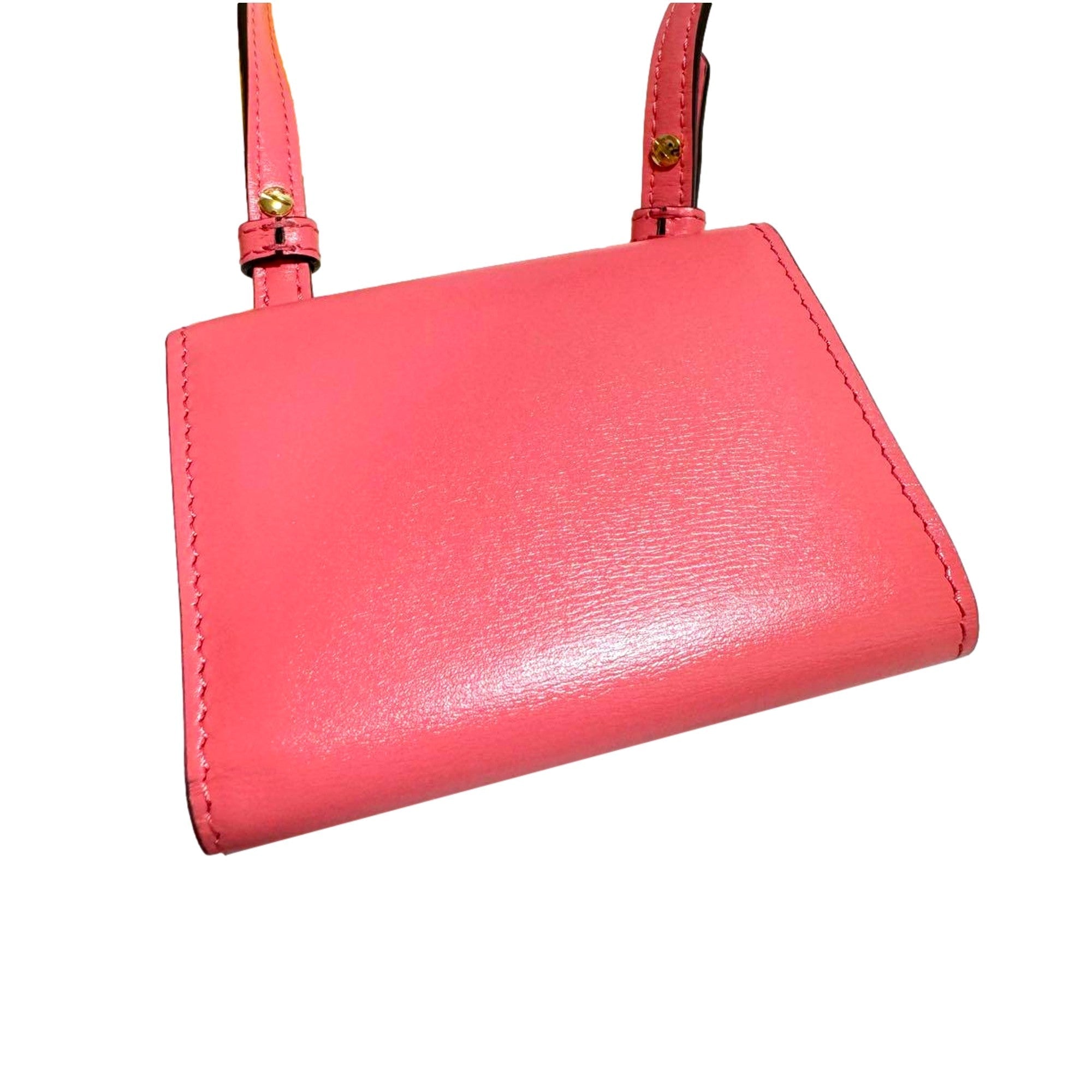 Fendi Micro Baguette Trifold Wallet Crossbody Bag Dalia Pink Leather