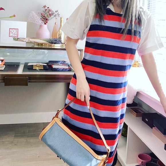 HermÃƒÆ’Ã‚Â¨s Vintage Blue Denim Fabric shoulder bag TWS